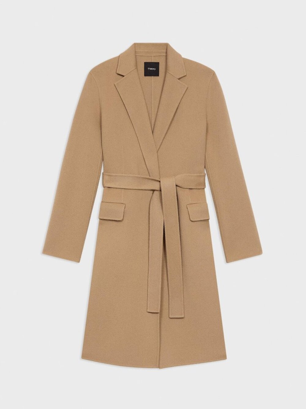 Theory New Camel Wrap Coat in Double-Face Wool-Cashmere P